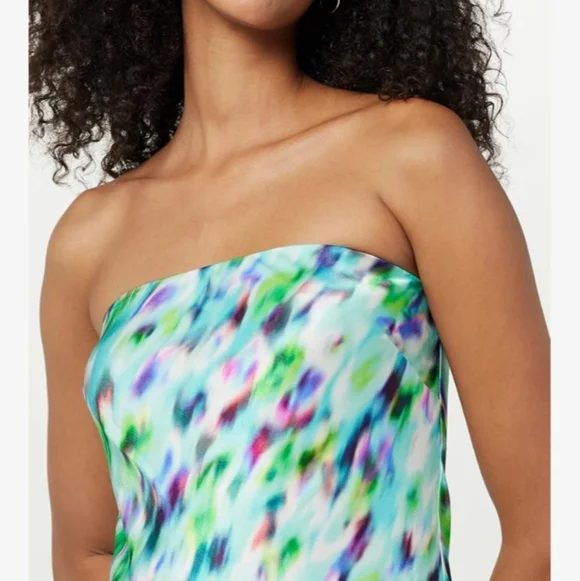 The Drop Womens Danica Strapless Ripple Print Midi Dress Size Large NWT - Picture 4 of 8